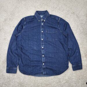 GAP Mens Blue Denim Button Shirt Size Medium Western Chambray USA Standard Fit